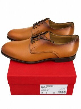 Ferragamo FOSCO Derby Men's Brown Dress Shoes Oxford Calf Leather Sz 10.5 E